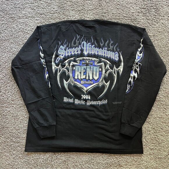Gildan Other - Vintage Y2K Street Vibrations Reno Blue Flames Long Sleeve Shirt Motorcycle XL